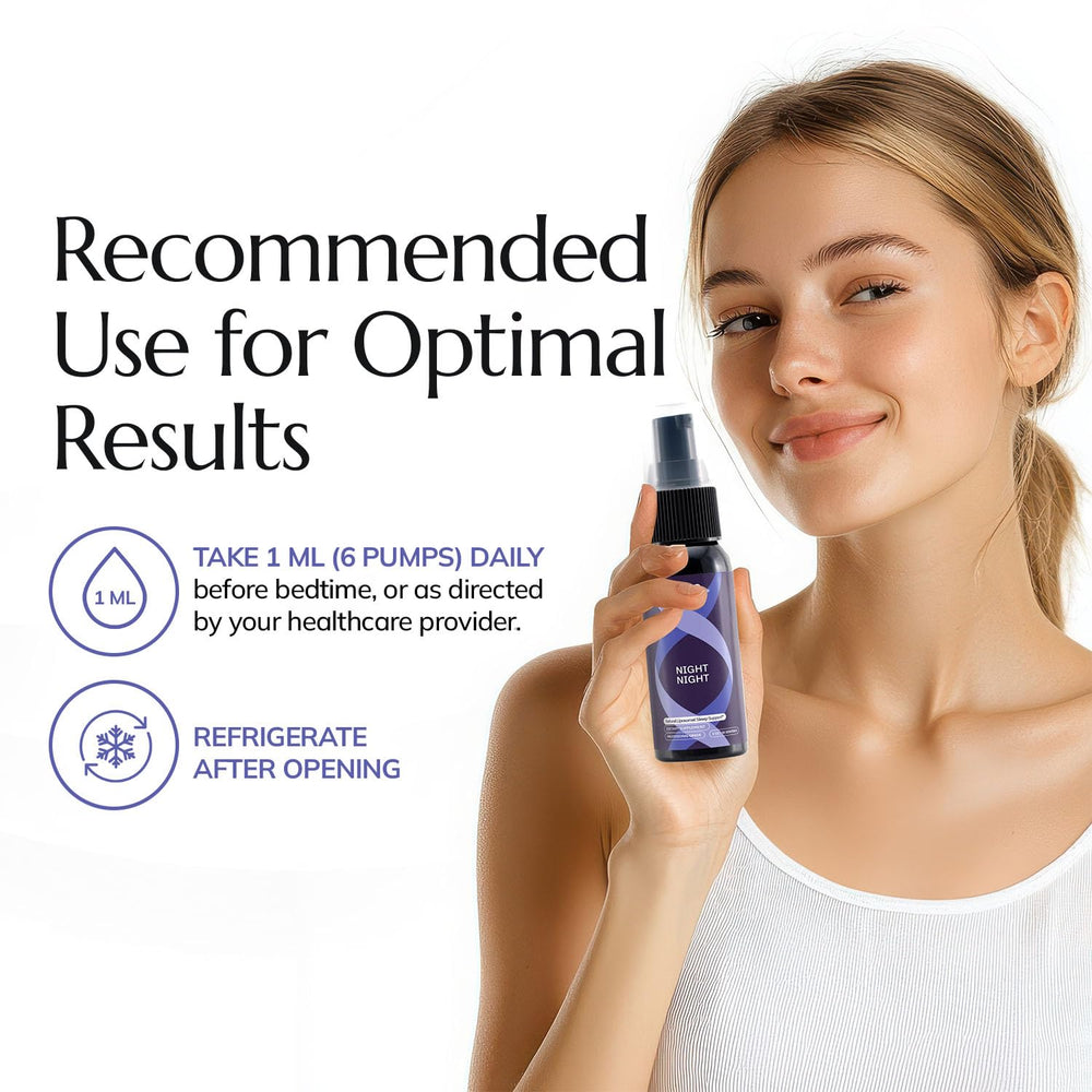Allergen-free lifestyle imagery on Neurobiologix Night Night bottle.