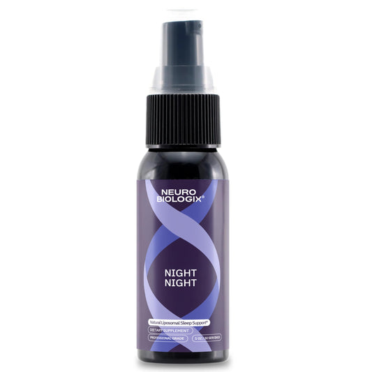 Neurobiologix Night Night spray bottle front view supporting a calming bedtime routine.