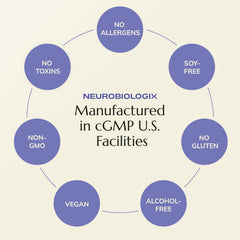 Vegan and clean label badge on Neurobiologix Night Night packaging.