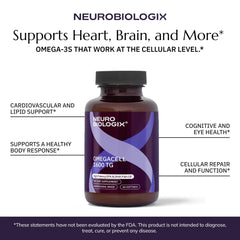 Neurobiologix OmegaCell 1600 TG daily-use bottle on kitchen counter