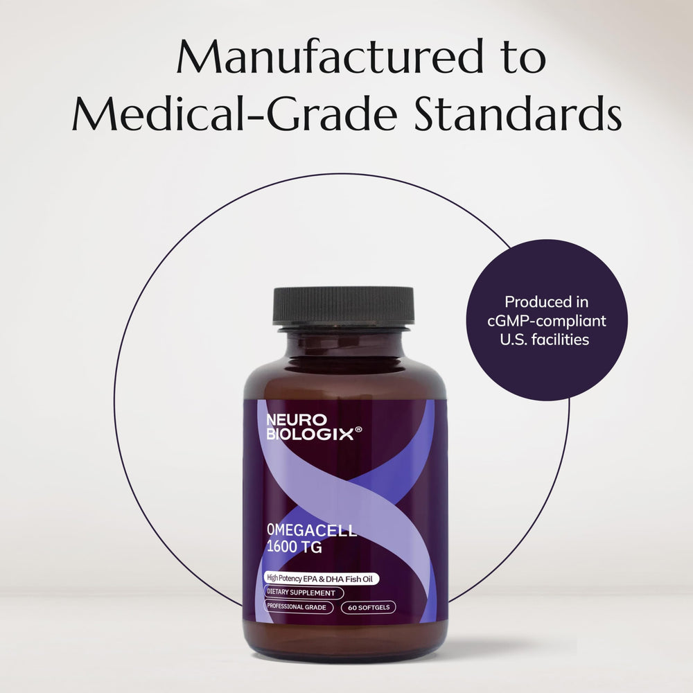 Neurobiologix OmegaCell 1600 TG gluten-free and non-GMO label