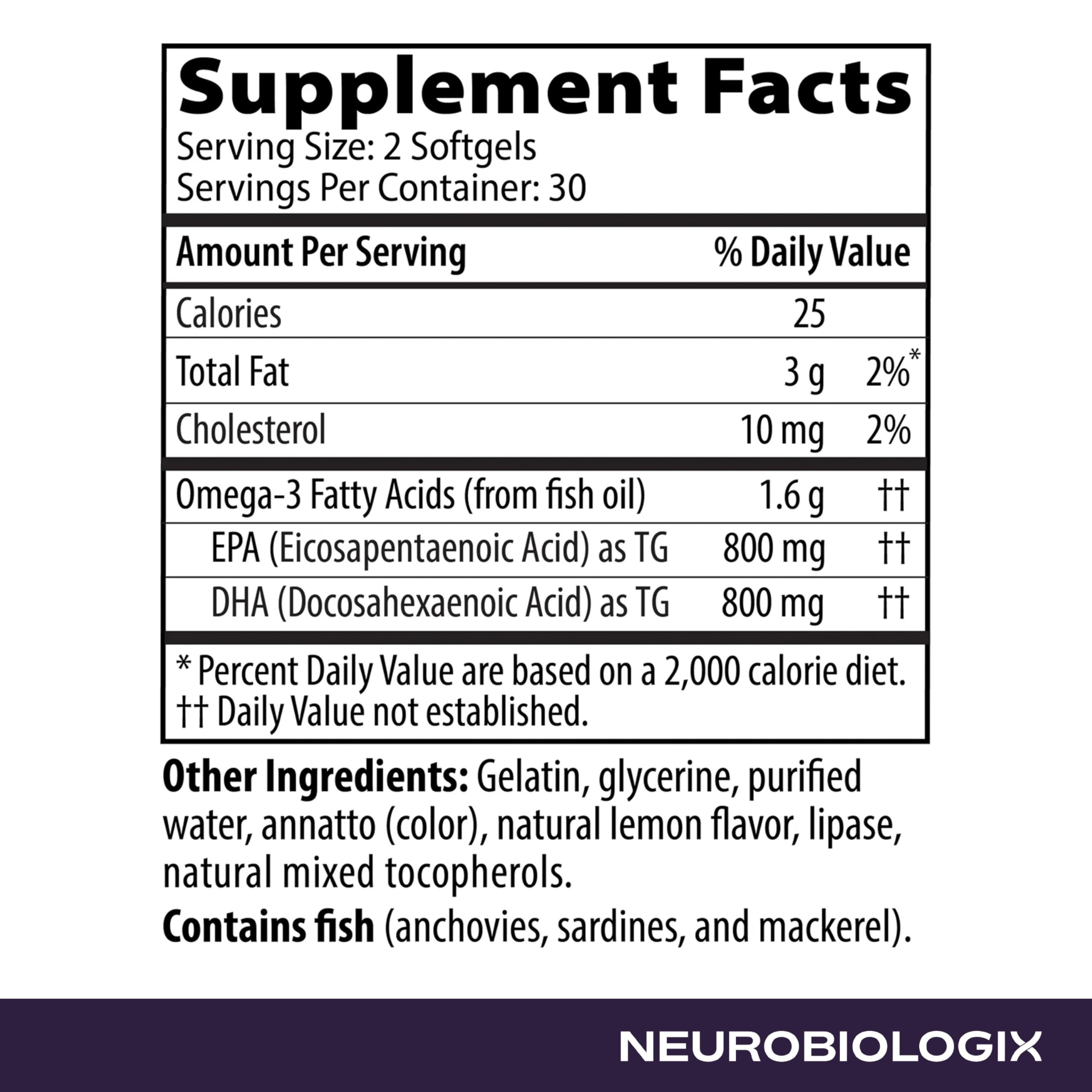 Neurobiologix OmegaCell 1600 TG Norwegian-sourced fish oil bottle