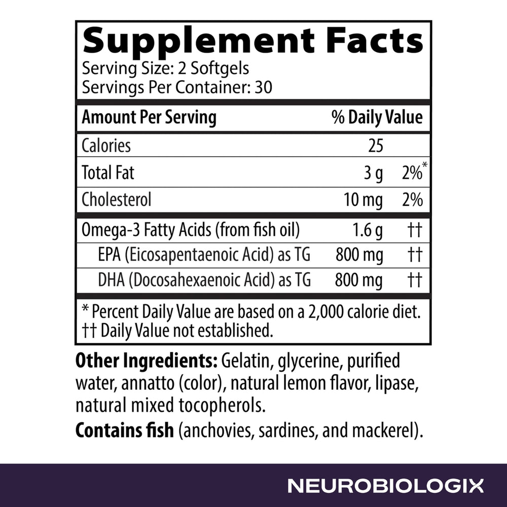 Neurobiologix OmegaCell 1600 TG Norwegian-sourced fish oil bottle