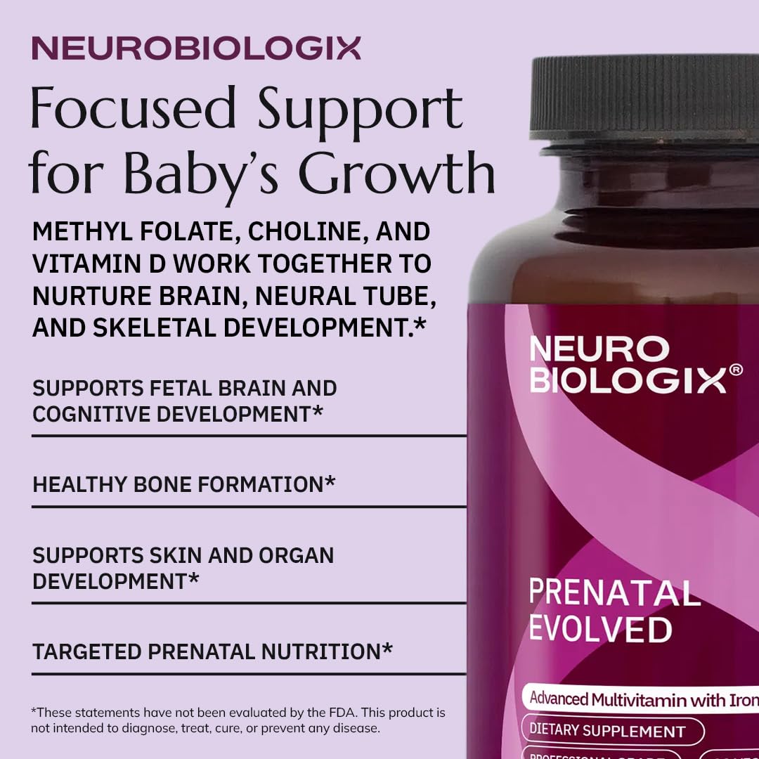 Neurobiologix Prenatal Evolved capsules on shelf, ready for daily intake.