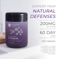Close-up of Neurogan Luteolin tablet surface signaling quality.
