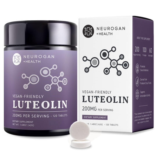 Neurogan Luteolin tablets bottle in daily wellness routine for cellular support.