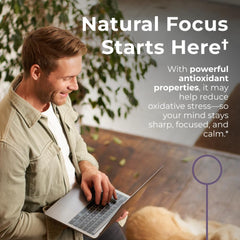 Neurogan Luteolin tablets beside citrus and greens to emphasize plant origins.