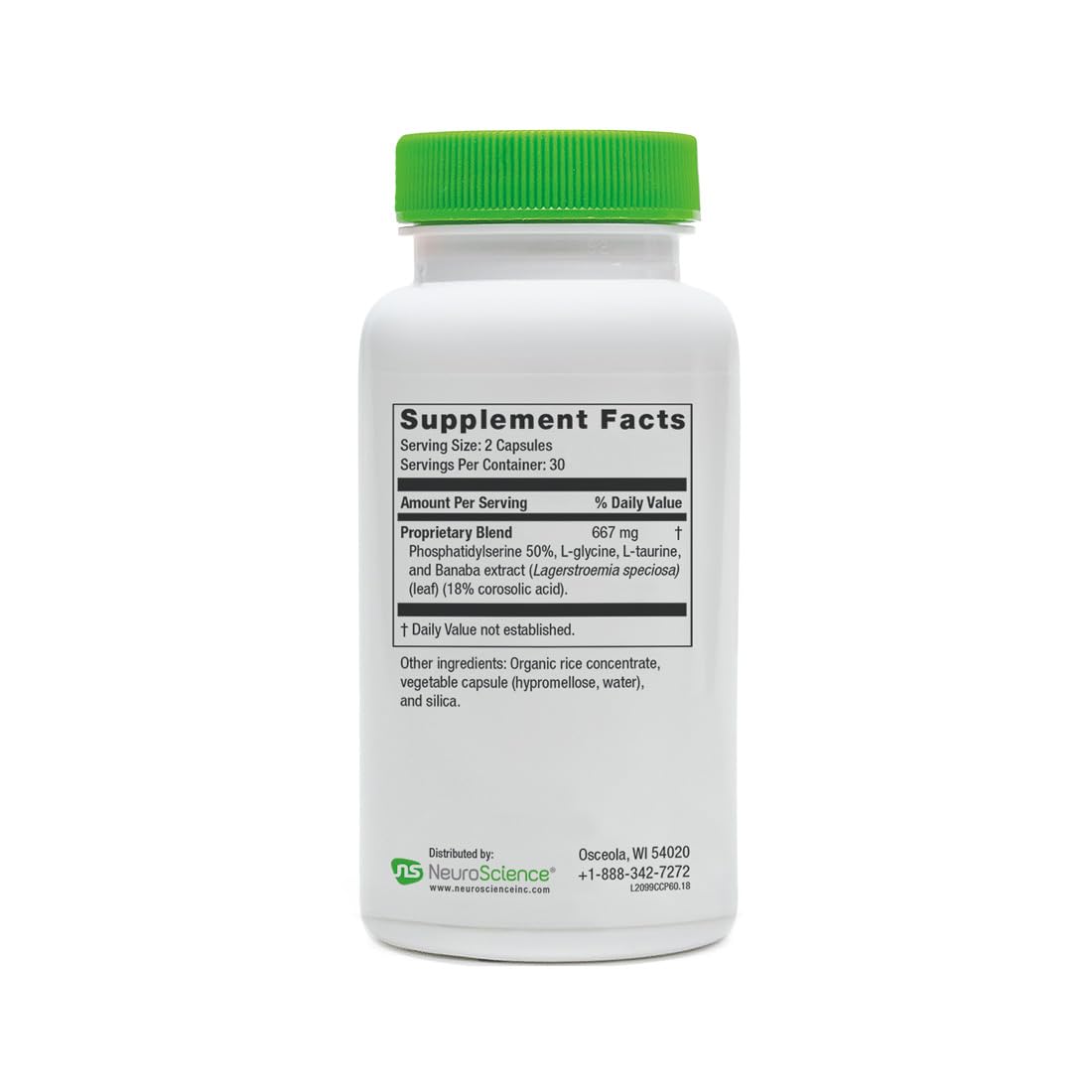 Ingredient blend featuring banaba, glycine, taurine in NeuroScience formula.