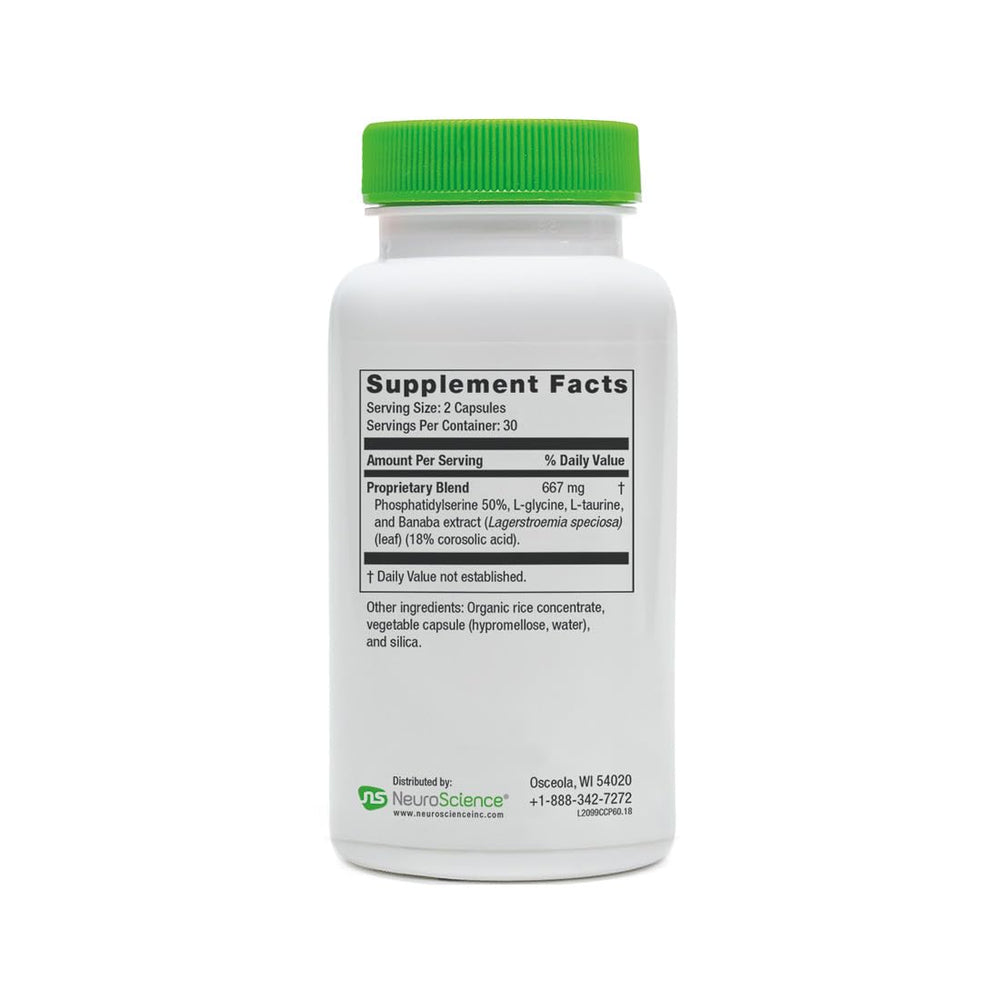 Ingredient blend featuring banaba, glycine, taurine in NeuroScience formula.