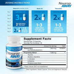 NeuropAWAY capsules on wooden surface ready for daily supplement routine.