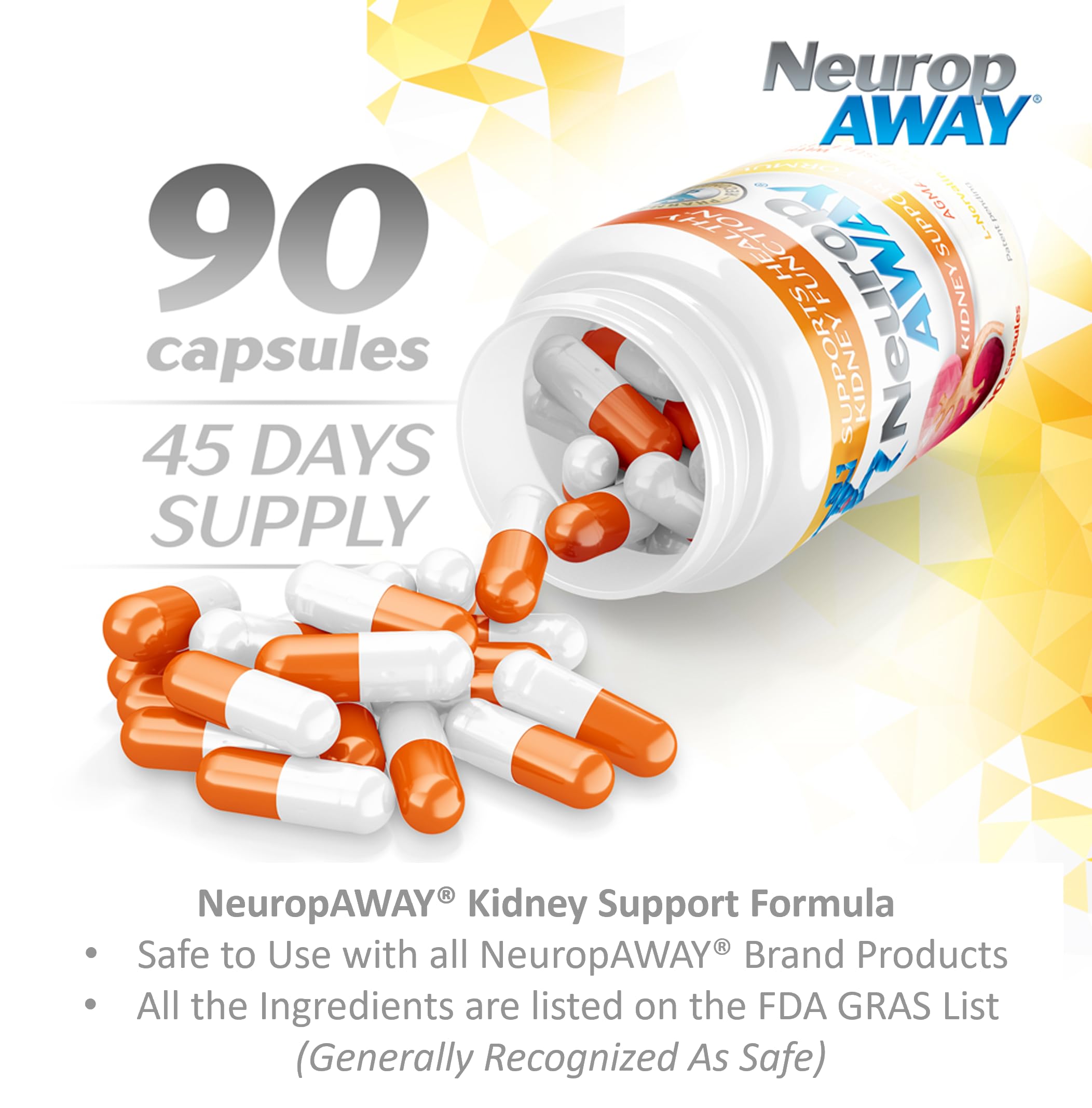 NeuropAWAY kidney capsules closeup with agmatine and amino acids blend