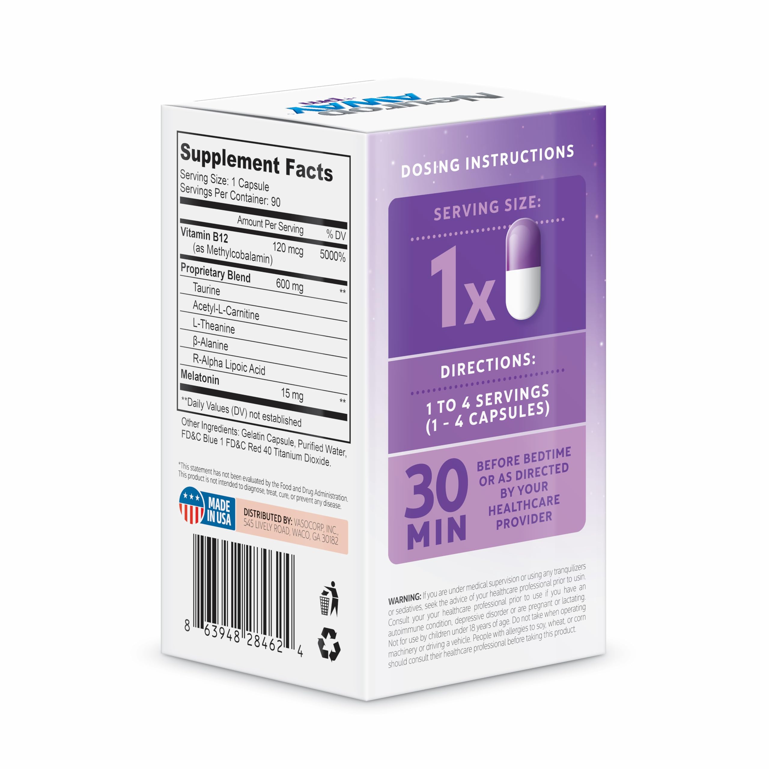 NeuropAWAY Nerve Support PM capsules on a white background signal easy nightly integration.