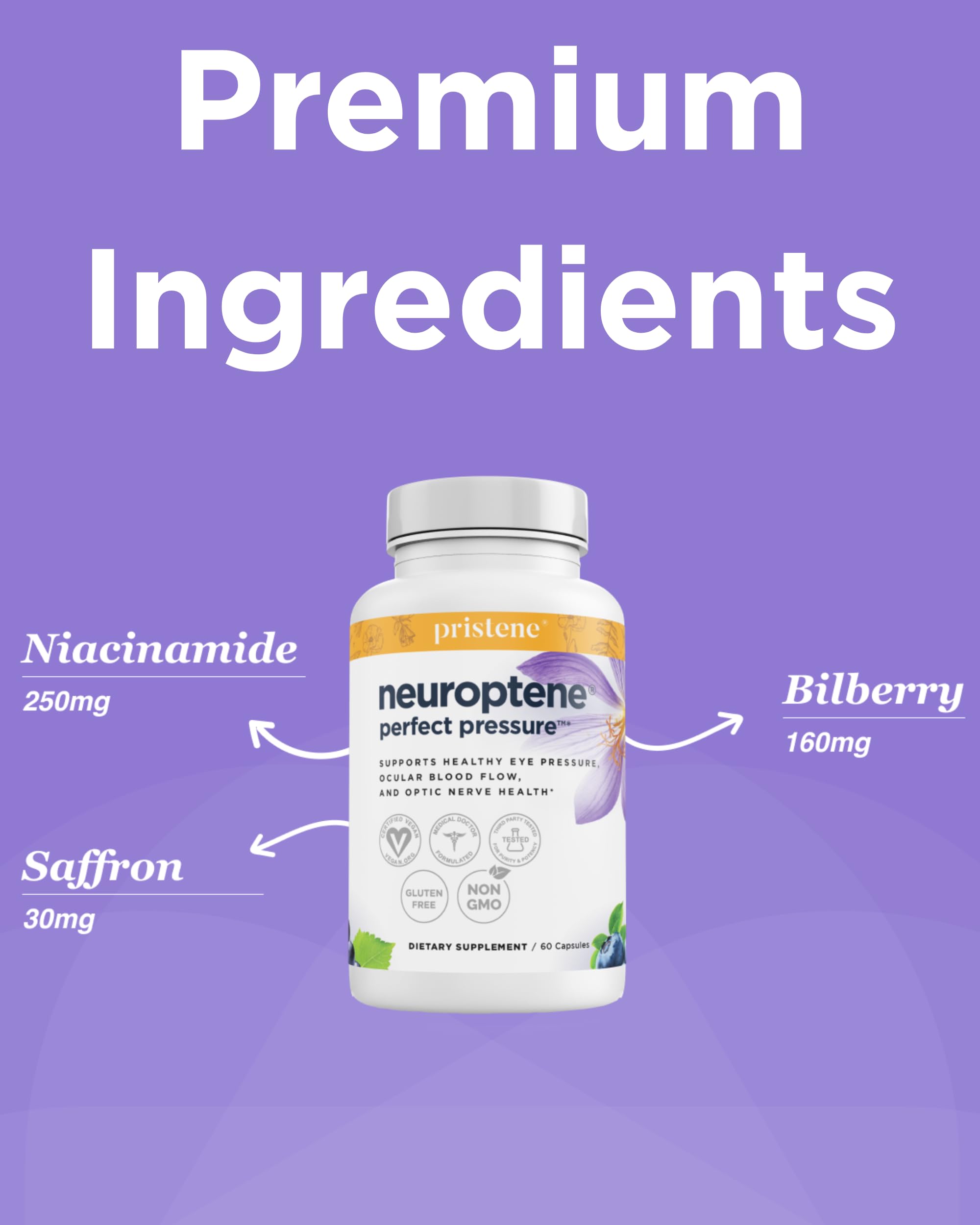 Neuroptene capsules side view emphasising daily use for eye support