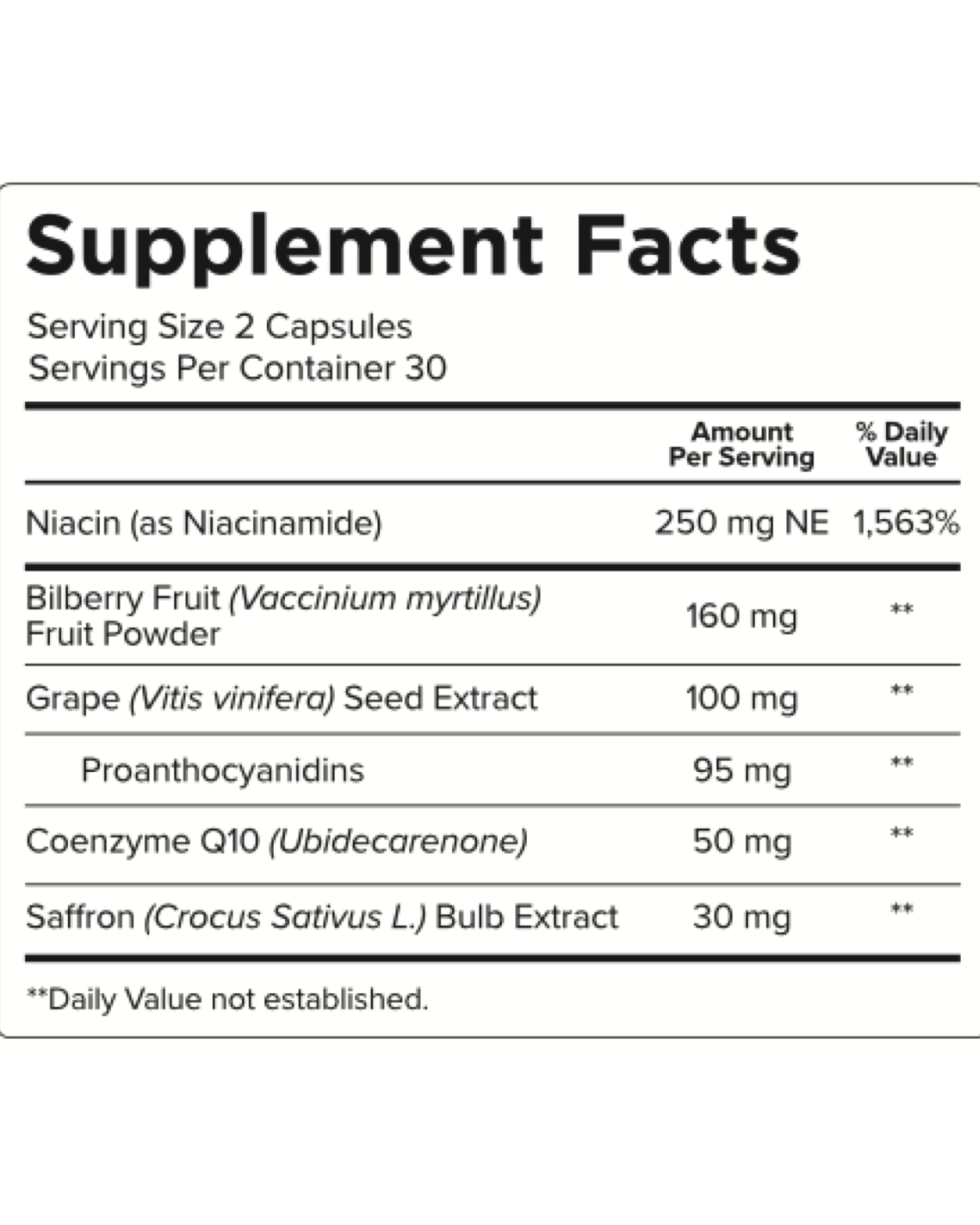 Neuroptene label closeup highlighting vegan, gluten-free capsules for eye health