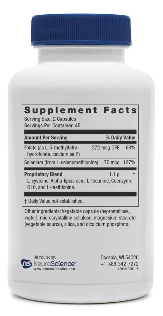 NeuroScience Calm G label close-up showing key nutrients