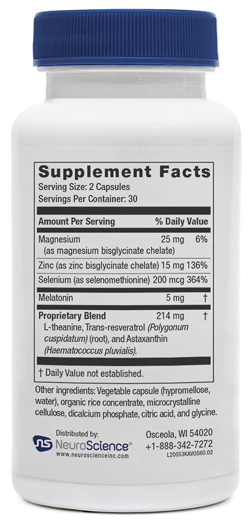 NeuroScience Kavinace OS capsules, convenient evening use.