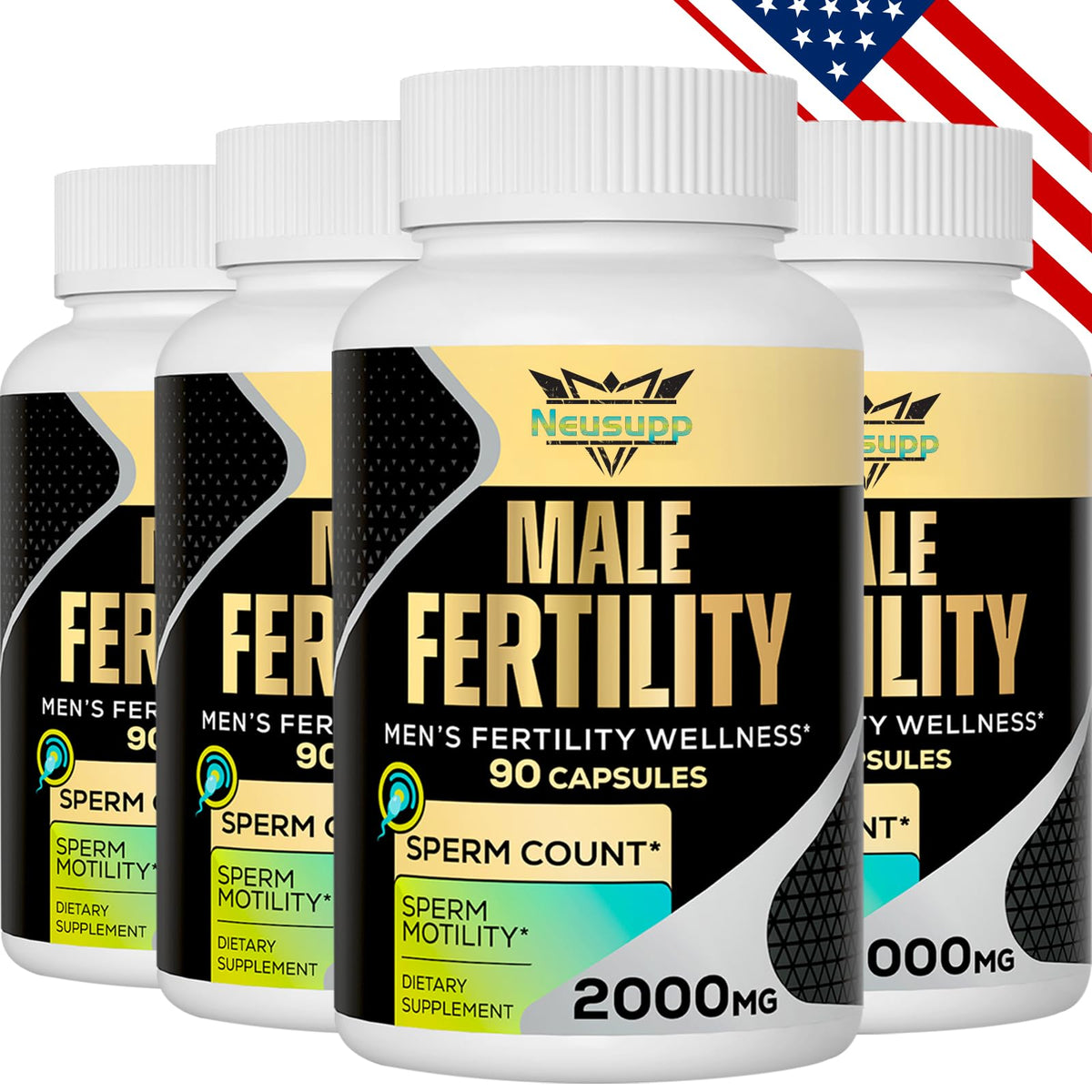 Neusupp bottle with maca root capsules ready for daily fertility support.
