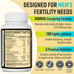 Neusupp fertility supplement label featuring CoQ10 and zinc for antioxidant support.