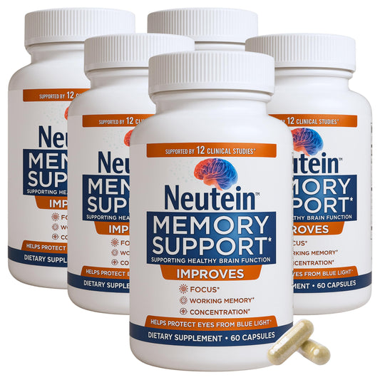 Neutein Memory & Focus bottle front image showing plant-based brain support for daily clarity