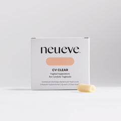 NeuEve CV Ease box contents showing three suppositories for CV self-management.