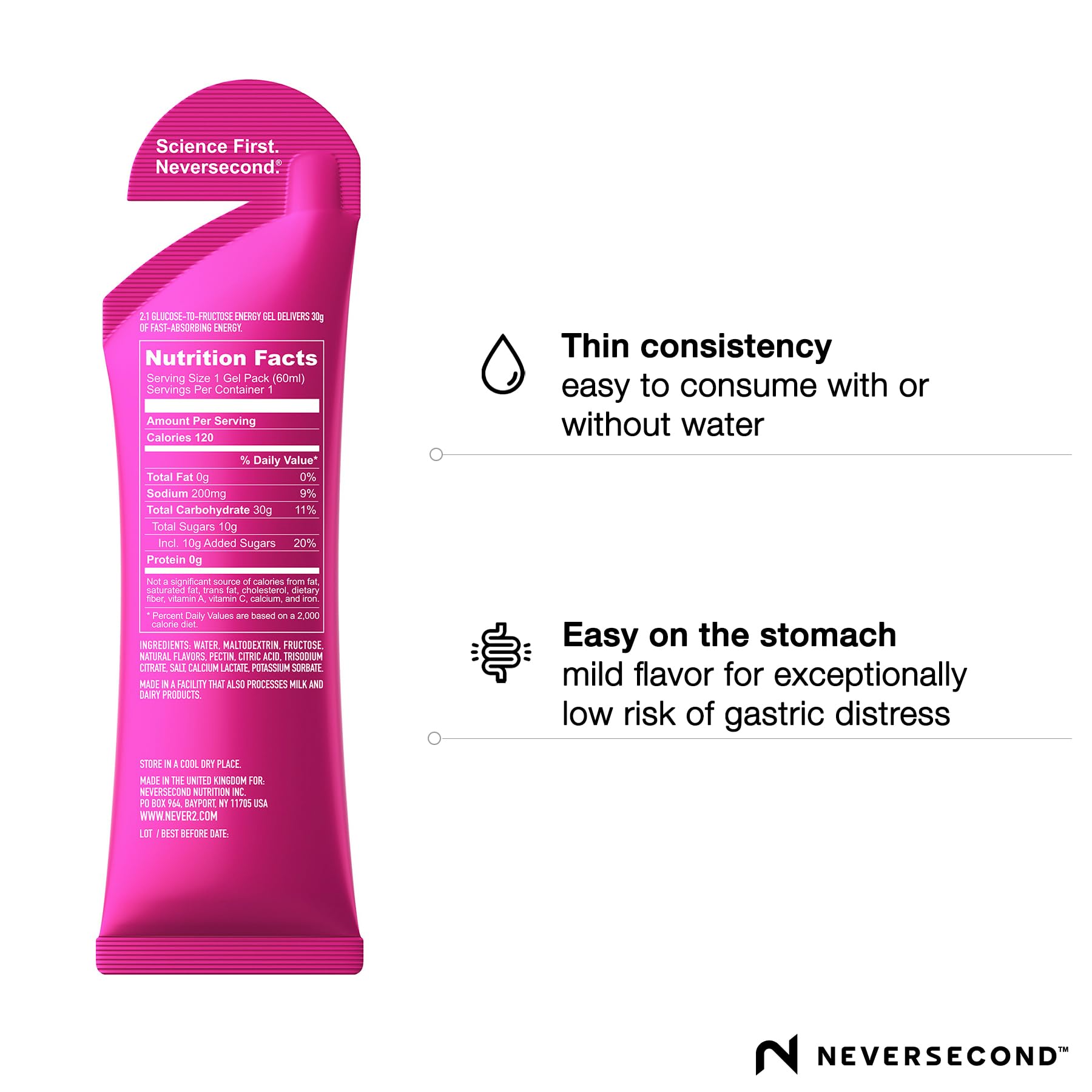 Neversecond C30 Energy Gel fast-absorbing-fuel for steady energy during races.