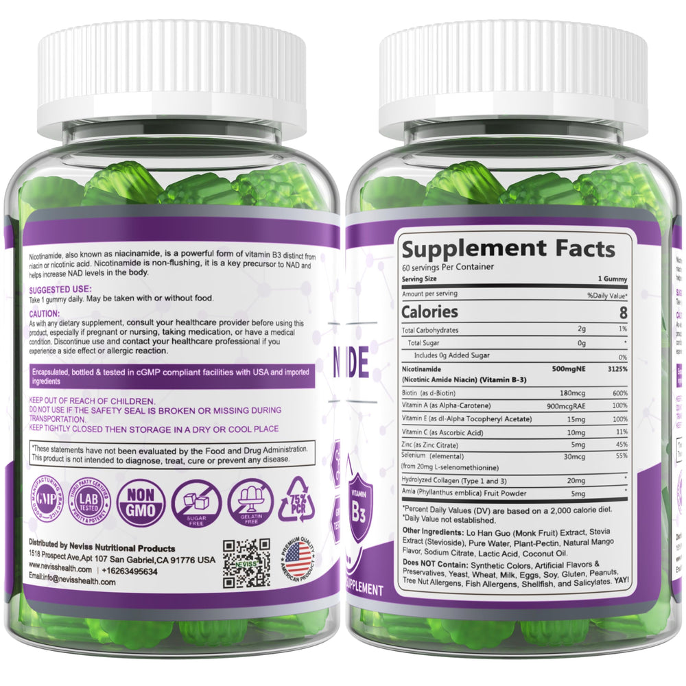 Factory seal emphasizes NEVISS allergen-free, quality-focused production.