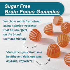 NEVISS Brain Focus Gummies on a desk with notebook, suggesting study and work sessions.