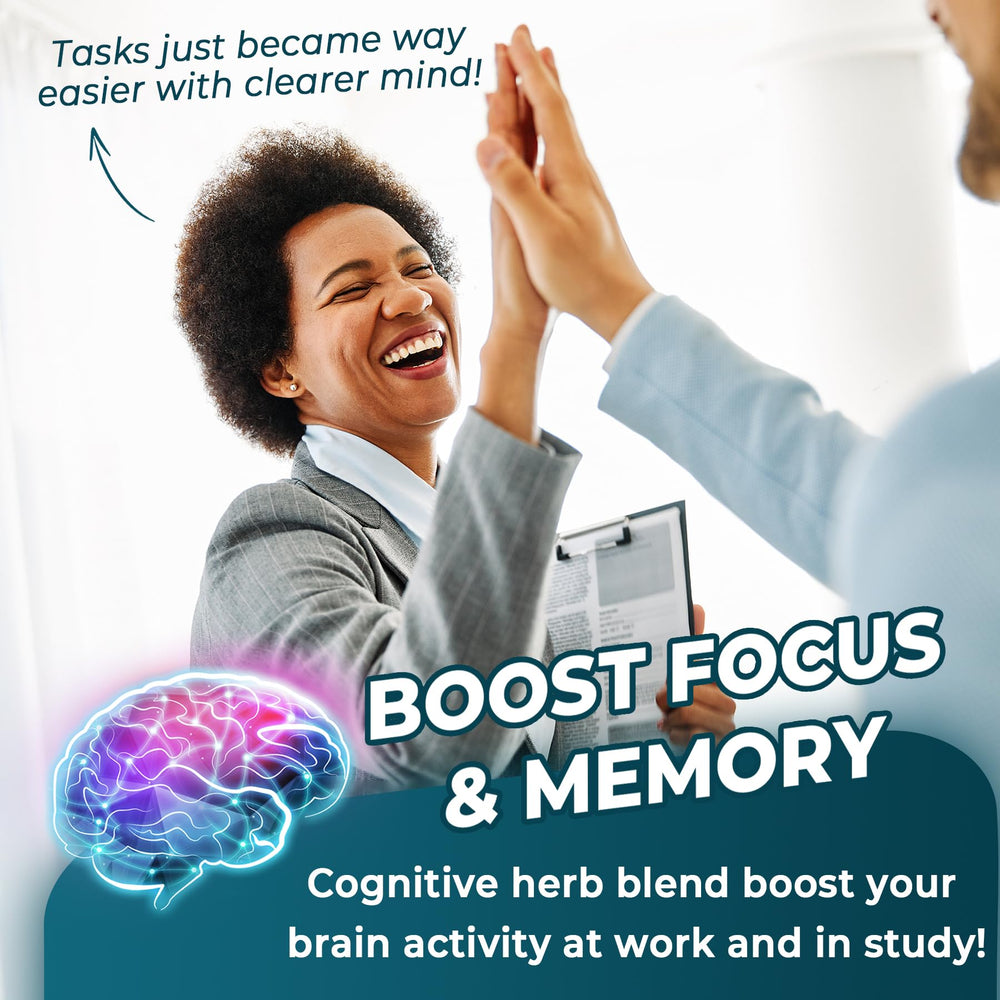NEVISS Brain Focus Gummies packaging front showing transparent box and branding.