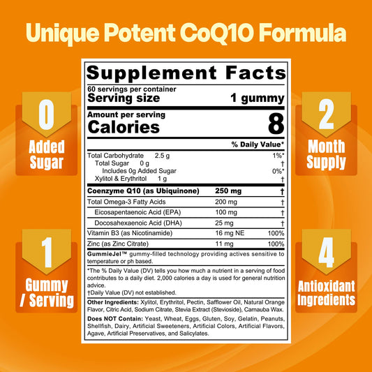 NEVISS CoQ10 Omega-3 gummies close-up showing nutrient-rich formula.