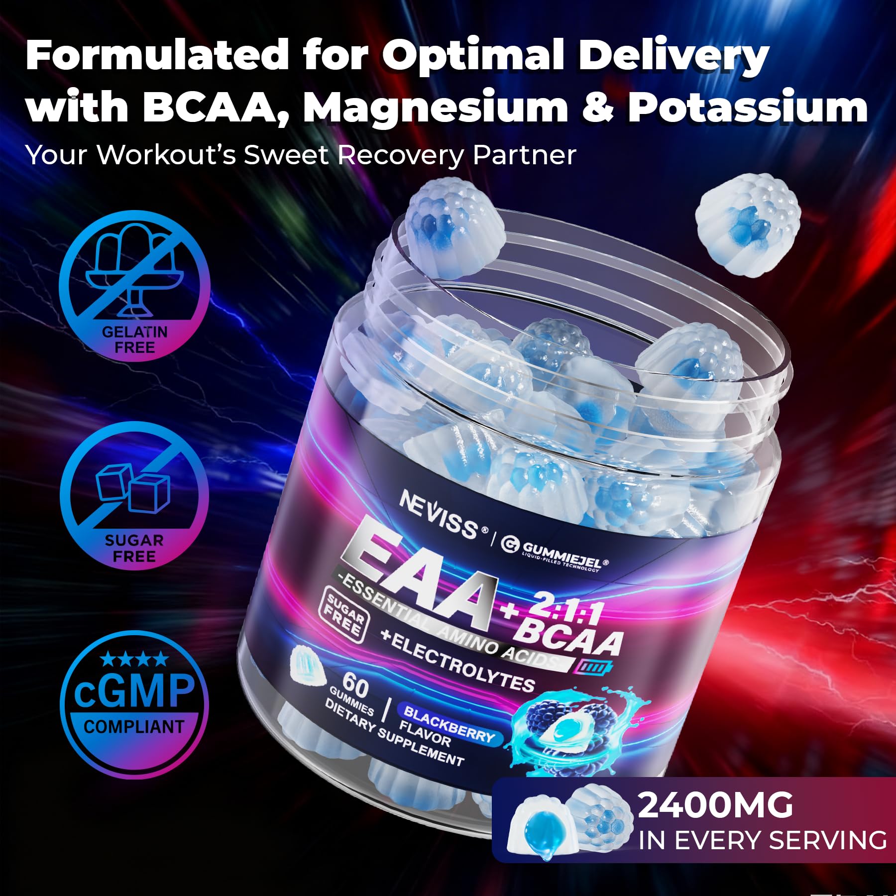 NEVISS EAA Gummies sugar-free formulation for guilt-free snacking