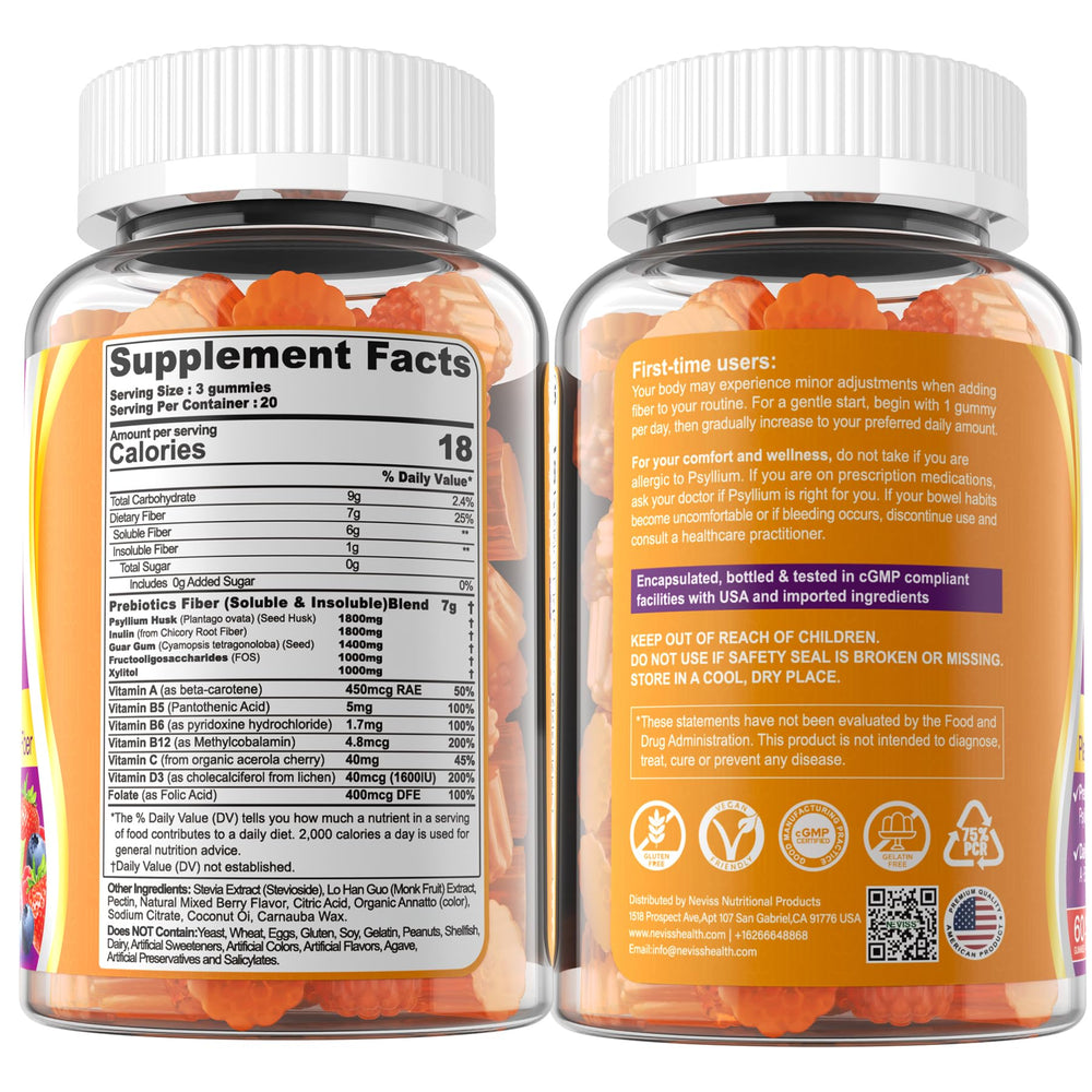 NEVISS Fiber Gummies daily-use setting with glass of water