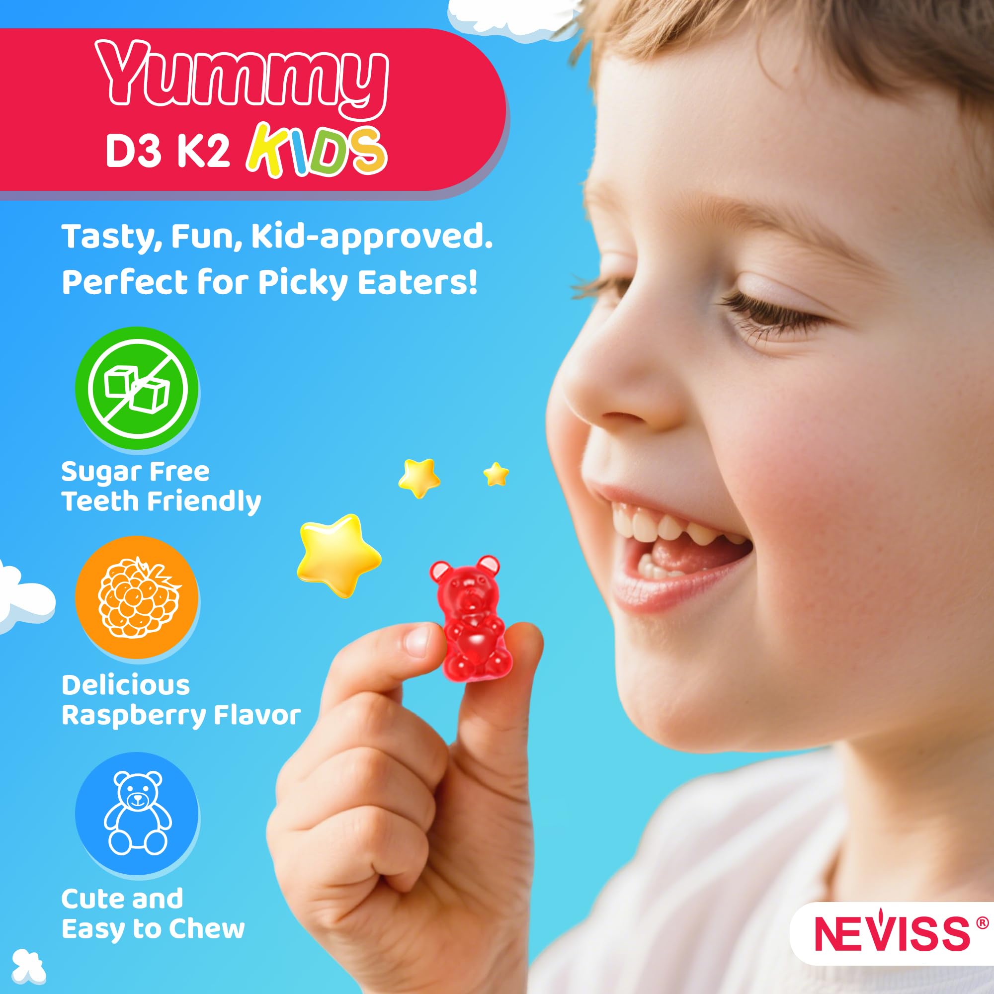 Neviss gummies are allergen-free and easy for picky eaters.