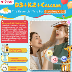 Neviss D3 K2 aids calcium absorption for growing bones.