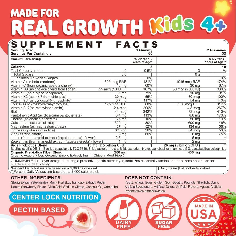 NEVISS Kids Multivitamin Gummies bottle side view with clean label design.
