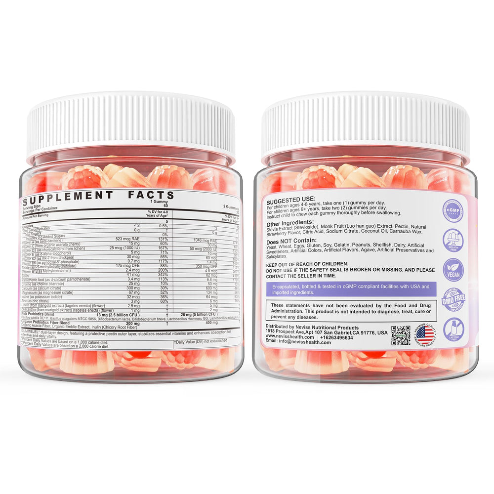 Neviss Kids Multivitamin Gummies daily ritual for immune support and energy with kid-approved flavor.