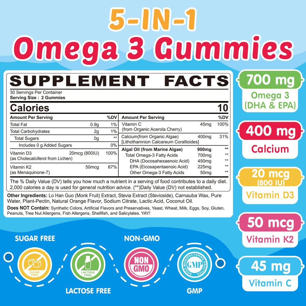 NEVISS Kids Omega-3 Gummies bottle on the counter for easy dosing.