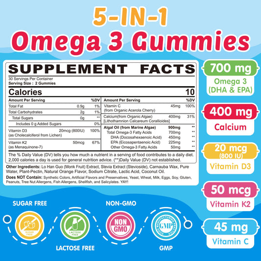 NEVISS Kids Omega-3 Gummies bottle on the counter for easy dosing.