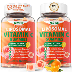 NEVISS liposomal vitamin C gummies packaging in a 2-pack bottle for immune support