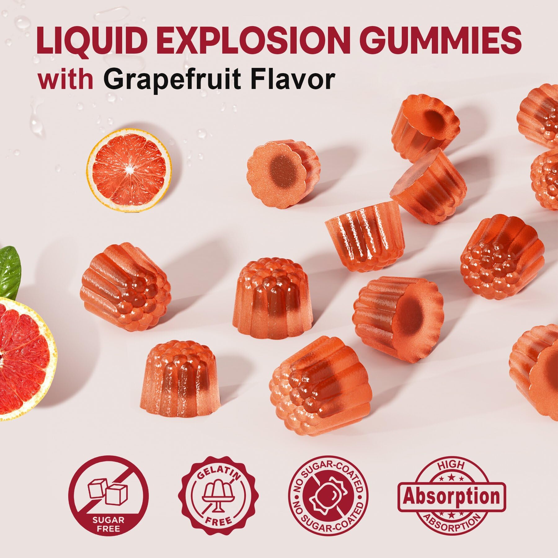 NEVISS Maca Root Filled Gummies grapefruit flavor conveys a sugar-free indulgence.