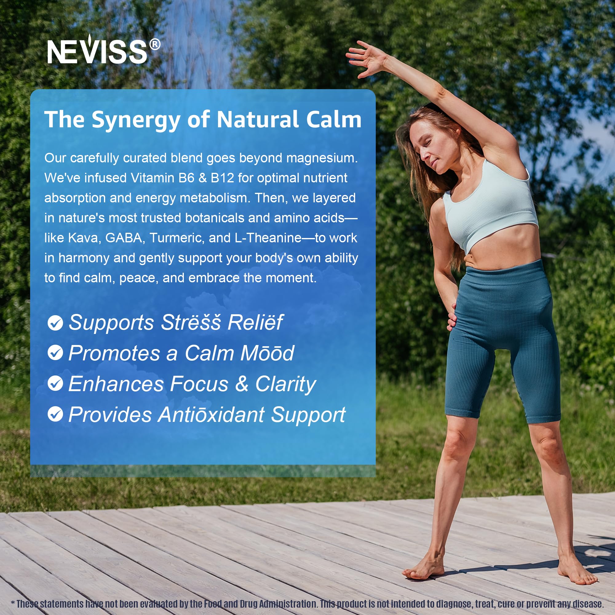 NEVISS Magnesium Complex Gummies sugar-free label communicates a low-sugar option.