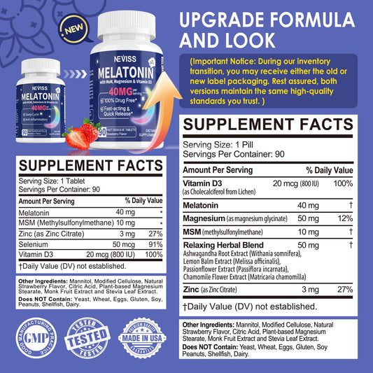 NEVISS melatonin chewable tablets with strawberry flavor provide convenient sleep support.