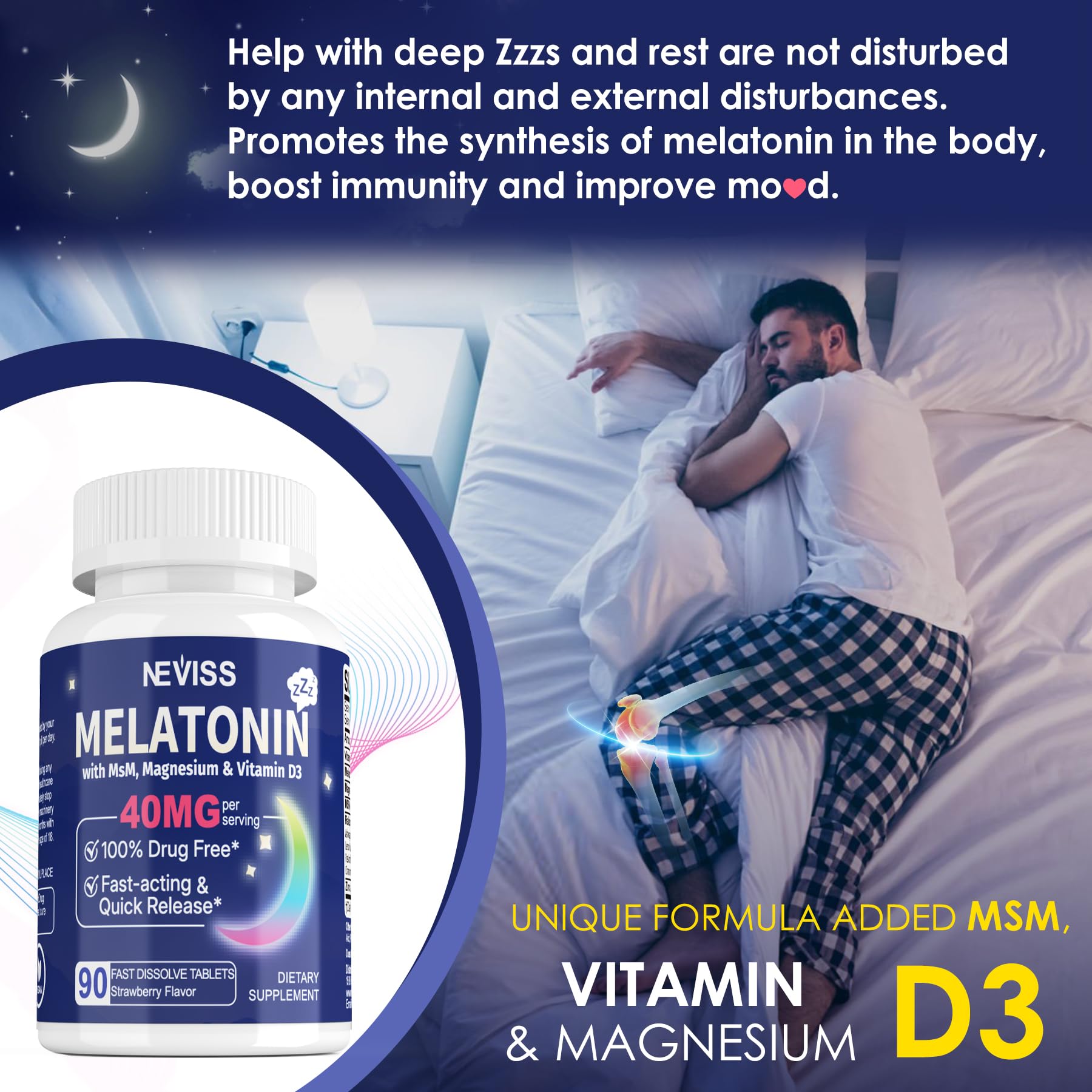Sugar-free formulation suitable for vegetarian users seeking convenient sleep support.