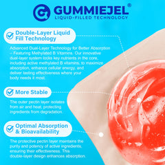 NEVISS GummieJel technology close-up showing dual-layer chewability