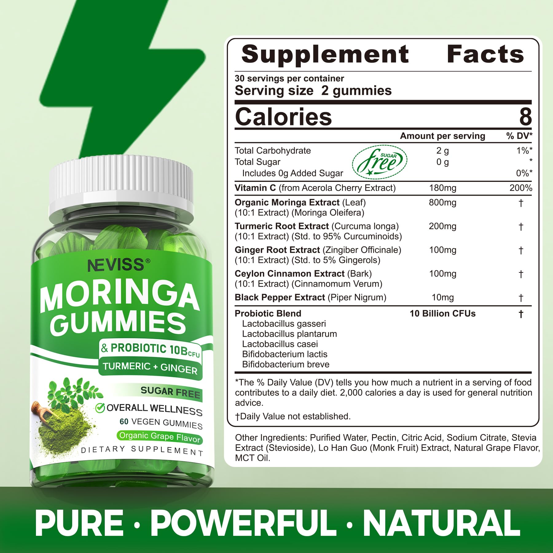 Neviss Moringa Gummies grape-flavored gummies ready to enjoy.