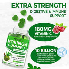 Neviss Moringa Gummies vegan, gelatin-free formula with natural sweeteners.