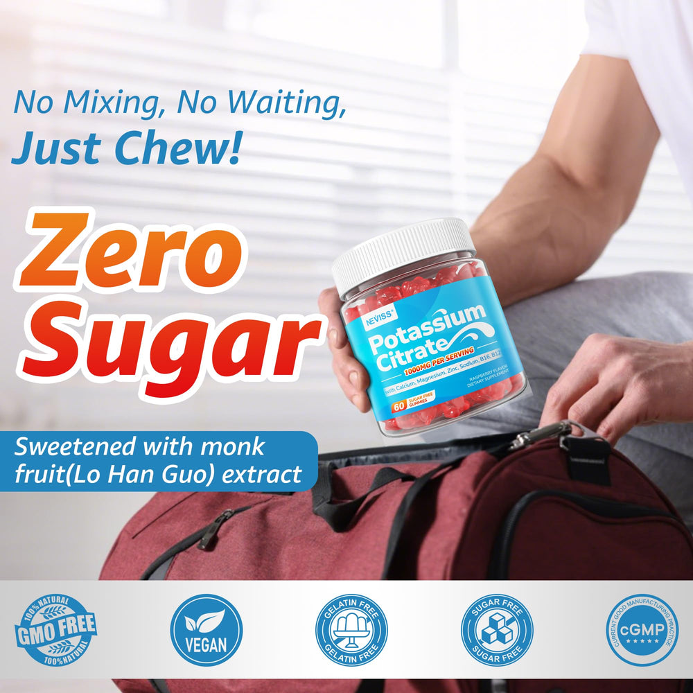 NEVISS gummies being poured show quick, sugar-free hydration on the go