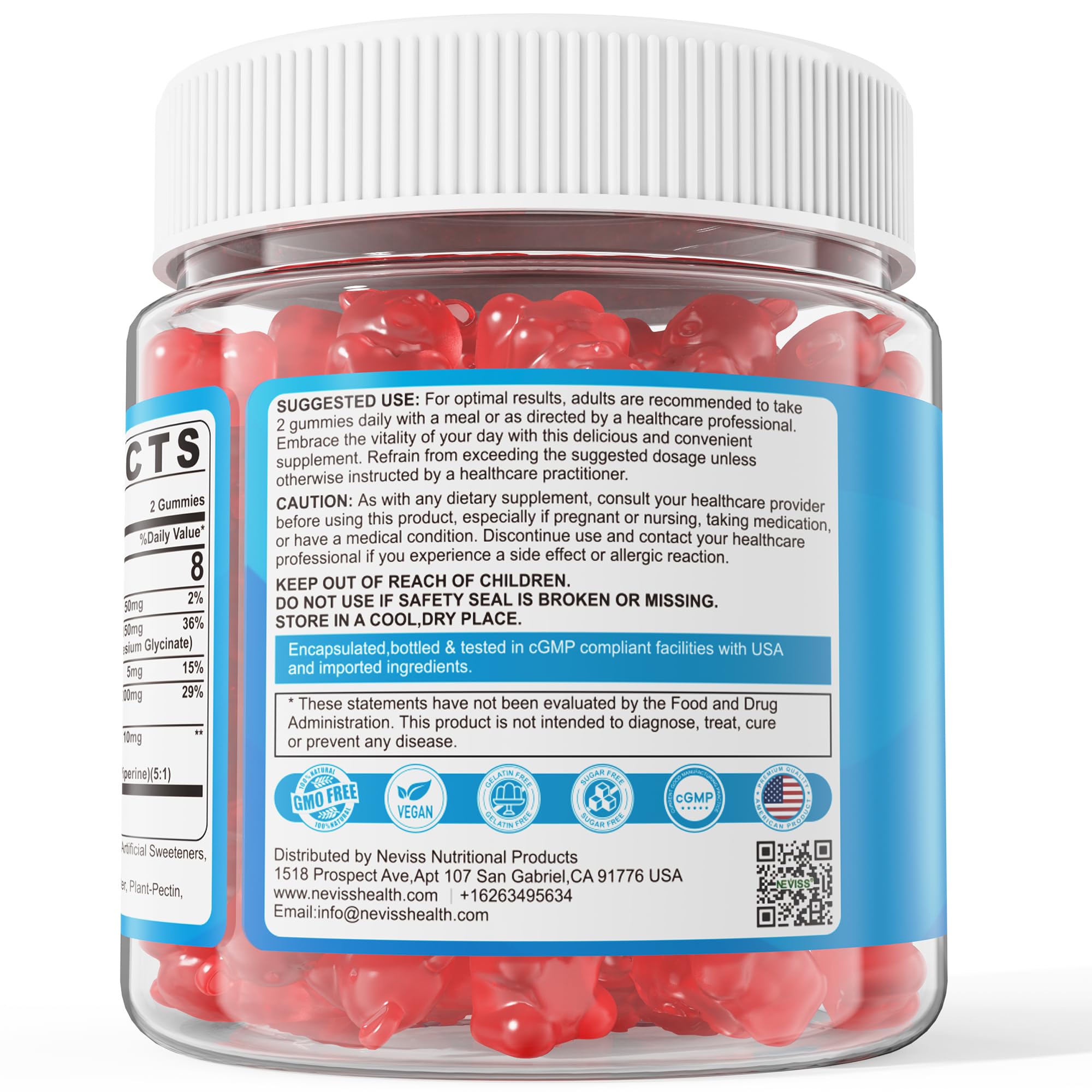 NEVISS sugar-free label highlights guilt-free supplementation for daily wellness