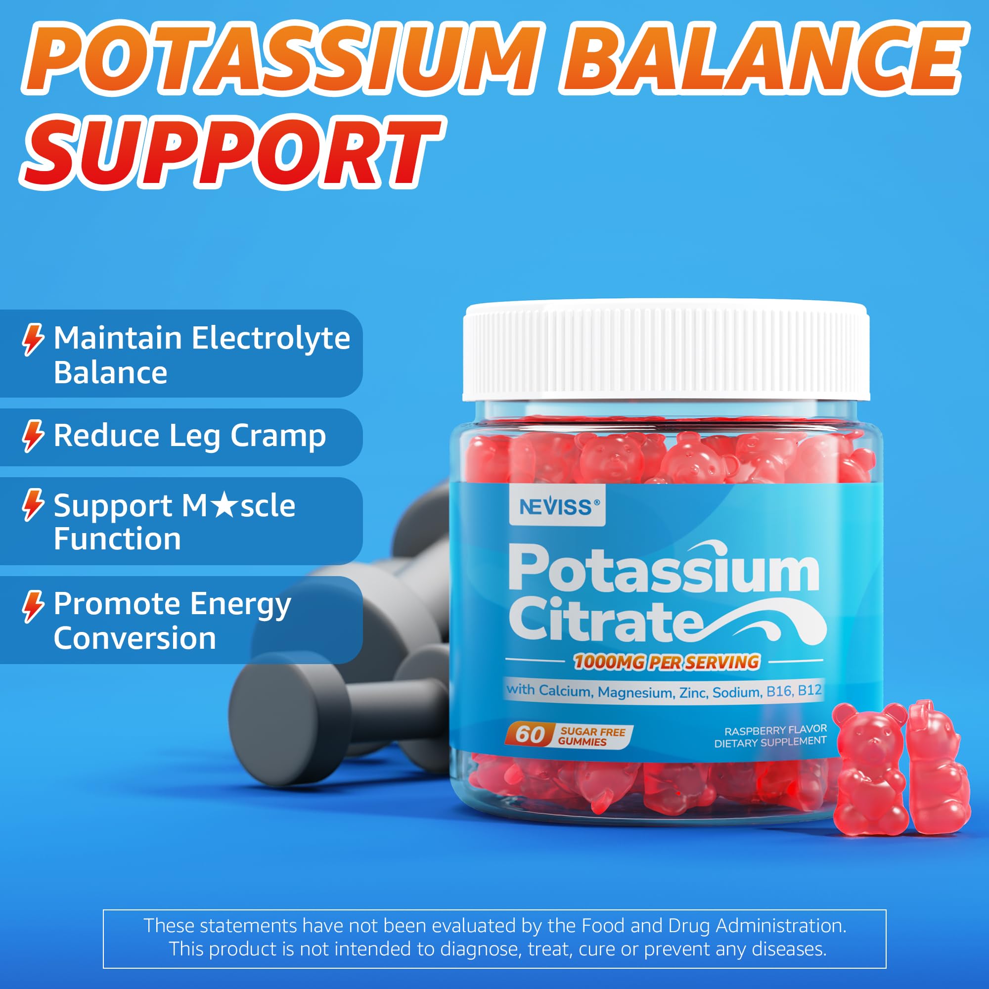 NEVISS potassium magnesium calcium zinc and B vitamins in one gummy