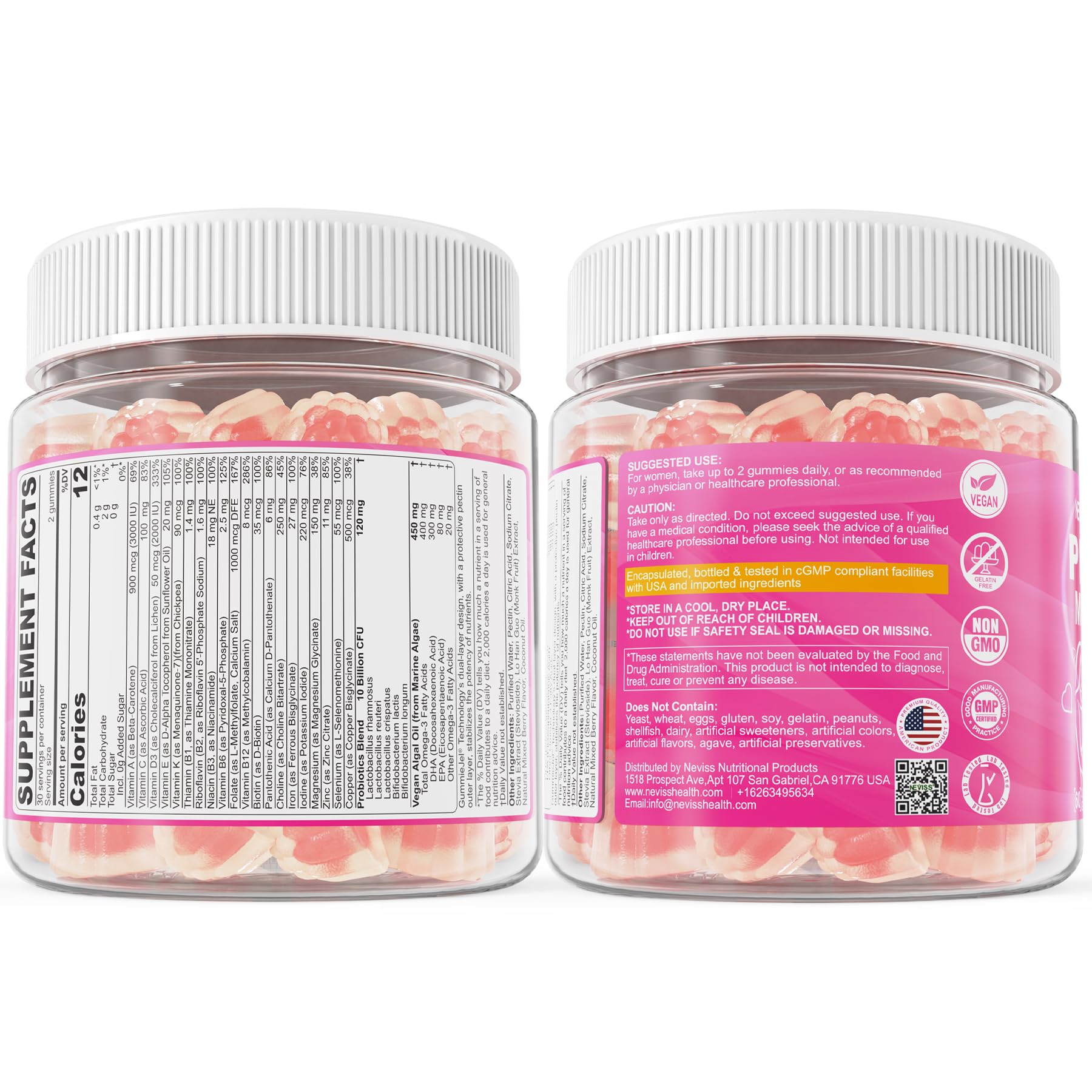 NEVISS Prenatal Gummies digestive support with magnesium and B vitamins