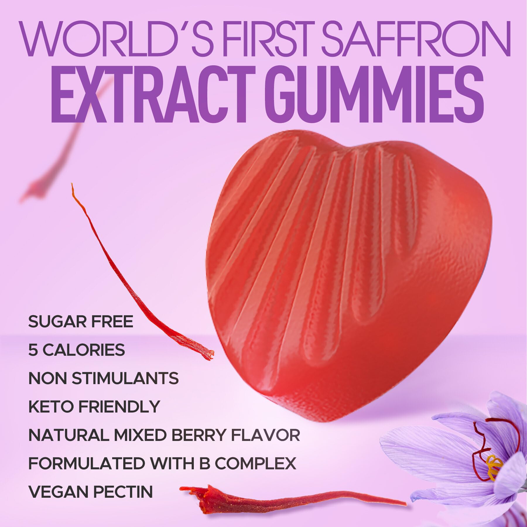 NEVISS Saffron Gummies show honey and turmeric blend for antioxidant support.